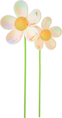 玻璃质感花朵素材-小白花